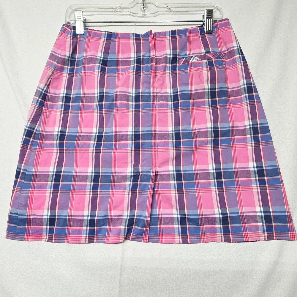 Lilly Pulitzer Plaid Skirt Women's 4 Pink Purple Blue Preppy A-Line Stretch